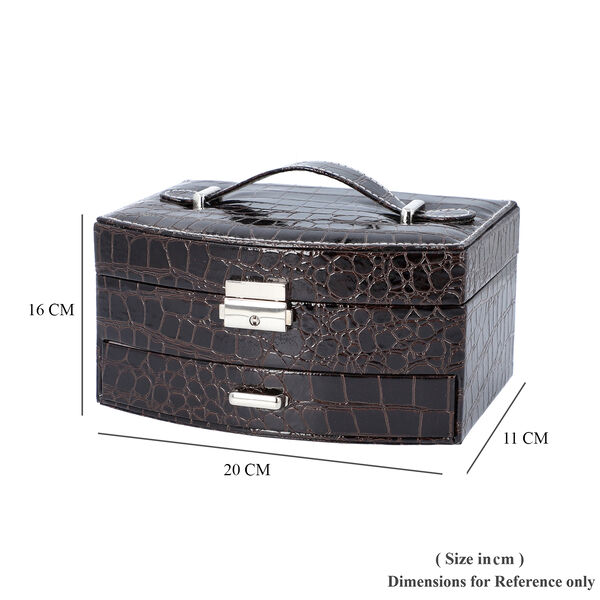 Schmuckk&auml;stchen mit Krokopr&auml;gung und Schloss und Schl&uuml;ssel, Schwarz image number 6