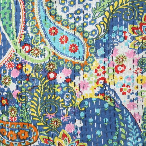 Kantha Schultertasche f&uuml;r Damen, Blau image number 7