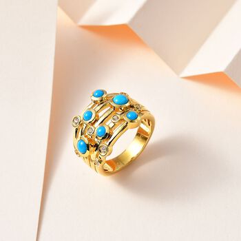 AA Sleeping Beauty T&uuml;rkis und Zirkon Ring - 1,39 ct.