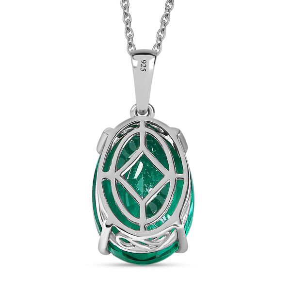Smaragd-Quarz-Triplette, Anh&auml;nger mit Kette, 925 Silber rhodiniert ca. 12.00 ct image number 5