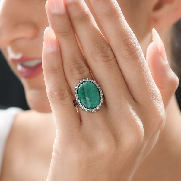 Malachit Ring Edelstahl (Gr&ouml;&szlig;e 17.00) ca. 12,45 ct image number 2