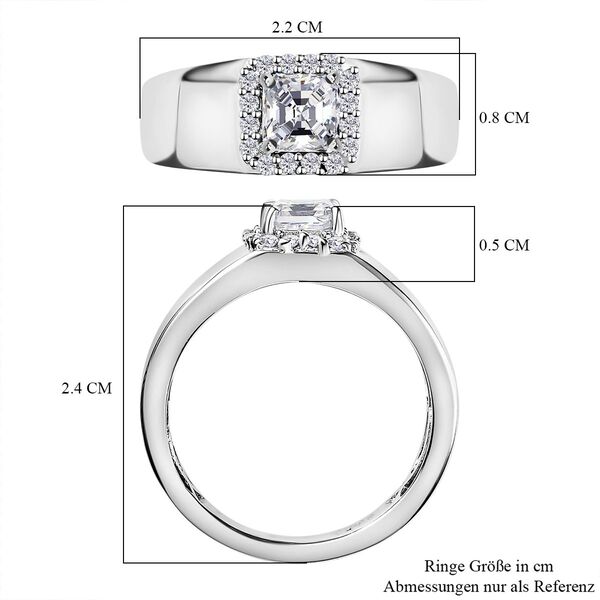 Moissanit Ring, 925 Silber platiniert, (Größe 17.00) ca. 0.90 ct image number 5