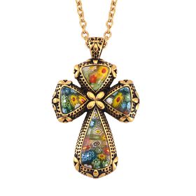 Kreuz-Anhänger im Murano-Stil mit 50cm Kette