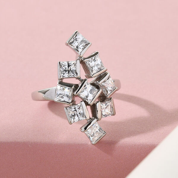 LUSTRO STELLA - feinster Zirkonia-Ring, 925 Silber platiniert image number 2