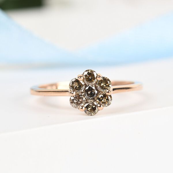 Natürlicher Champagner Diamant zertifiziert Ring 375 Roségold image number 2