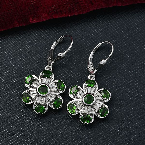 Nat&uuml;rlicher Chromdiopsid Ohrringe 925 Silber rhodiniert ca. 3.65 ct image number 2