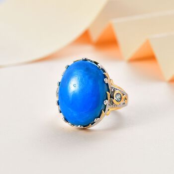 AA Opalina und schwarzer Blautopas Ring, ca. 13,75 ct.