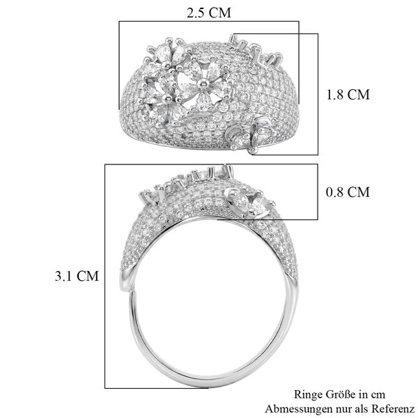 Wei&szlig;er Zirkonia Ring Nickelfreies Messing Flexibles cm image number 5
