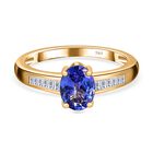 AAA Tansanit, weißer Diamant Ring, 585 Gold (Größe 21.00) ca. 1.54 ct