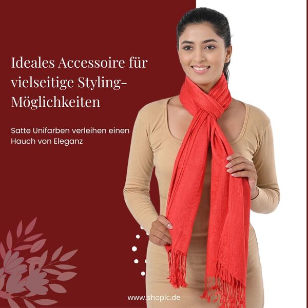 Jacquard-Schal aus Viskose, 70x195 cm, Rot image number 3