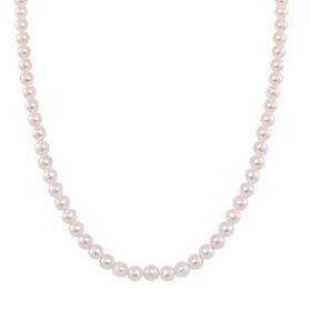 Weiße Süßwasser Perle Halskette, ca. 50 cm, 925 Silber rhodiniert