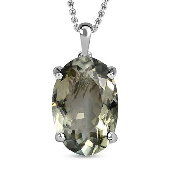 Prasiolith Anh&auml;nger mit Kette, 925 Silber platiniert ca. 15,00 ct