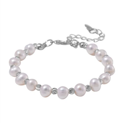 Mehrfarbige Süßwasser Perle Armband, flexibel, Messing image number 0