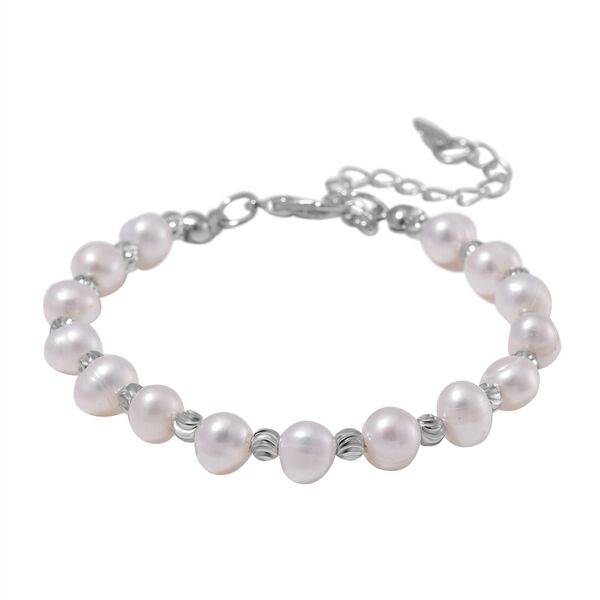 Mehrfarbige S&uuml;&szlig;wasser Perle Armband, flexibel, Messing