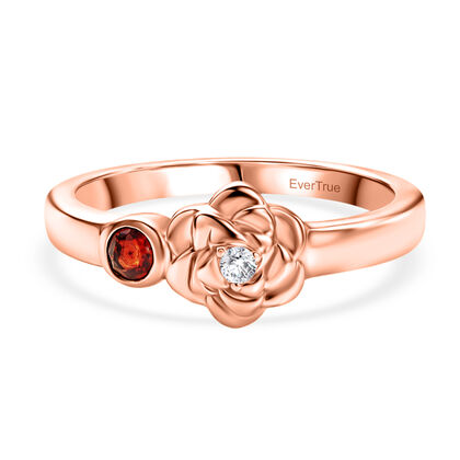 EVER TRUE Mosambik Granat, Moissanit Ring Nickelfreies Messing (Gr&ouml;&szlig;e 20.00) ca. 0,20 ct