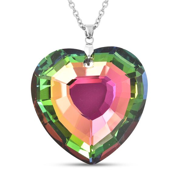 Stimulierter, mehrfarbiger Kristall-Anh&auml;nger mit Kette - 165 ct.