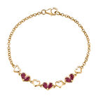 D'Joy Afrikanischer Rubin (Fissure gef&uuml;llt) Armband ca. 19 cm 925 Silber 750 Gelb Vergoldet ca. 1.90 ct