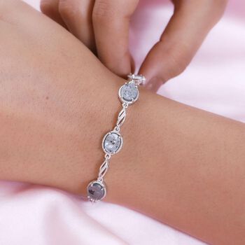 Meteorit Armband, ca. 19 cm, 925 Silber platiniert ca. 17.25 ct
