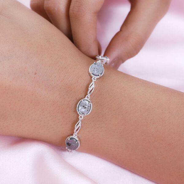 Meteorit Armband, ca. 19 cm, 925 Silber platiniert ca. 17.25 ct image number 3