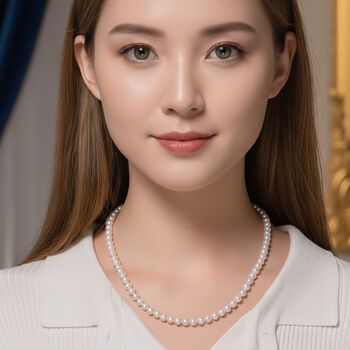 D'Joy Japanische Akoya Perle 50+5cm Halskette, 925 Silber vergoldet