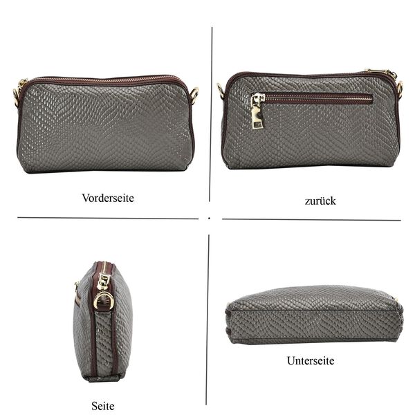 Chaose by Elsie - Echtleder Crossbody Tasche Schlangen-Prägung, Cognac image number 4