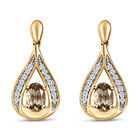 AAA Turkizit und weiße Zirkon-Ohrringe, 925 Silber Gelbgold Vermeil ca. 1,24 ct