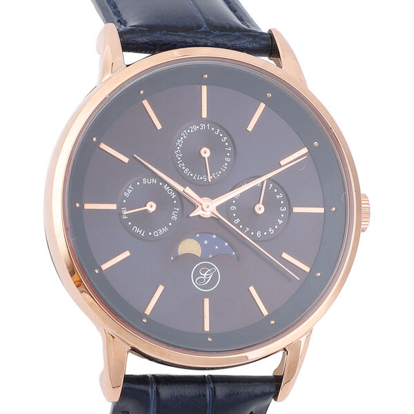 GENOA - Japanisches Uhrwerk, schwarzes Lederarmband image number 4