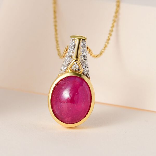 AA afrikanischer Rubin und Zirkon-Anh&auml;nger mit 50cm Kette - 6,26 ct. image number 2