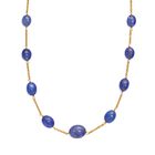 AA Tansanit Halskette ca. 60 cm 925 Silber 750 Gelbgold Vermeil ca. 45,00 ct.