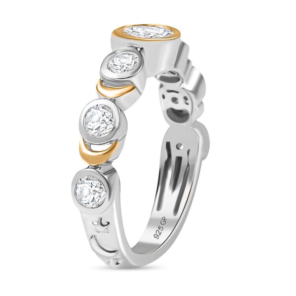 GP Celestial Dream Kollektion - Moissanit Ring 925 Silber Rhodiniert und 750 Gelbgold Vermeil (Größe 19.00) ca. 1.05 ct image number 5