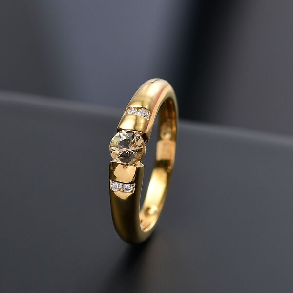 AA Natürlicher goldener Tansanit und Moissanit Ring - 0,43 ct. image number 2