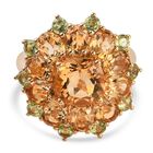 Citrin und natürlicher Peridot Cluster-Ring, 925 Silber vergoldet (Größe 16.00) ca. 5,28 ct