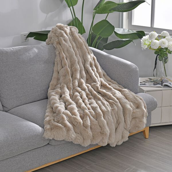 Decke aus Kunstfell, beige