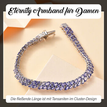 Tansanit Armband ca. 19 cm 925 Silber rhodiniert ca. 12.50 ct
