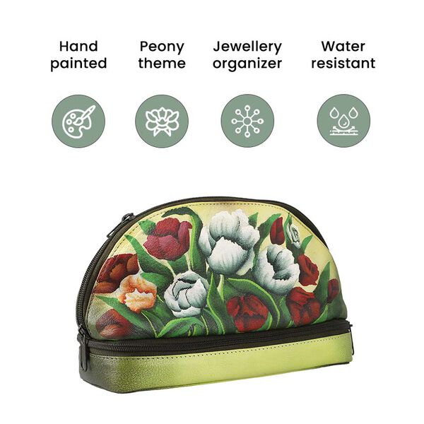 SUKRITI - 100% Leder: handbemalter Beauty Organizer, Grün image number 5