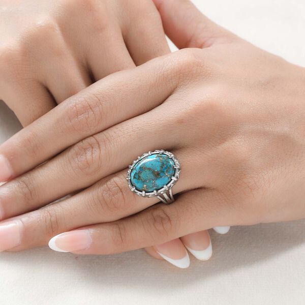 Blaues T&uuml;rkis Ring, Edelstahl, (Gr&ouml;&szlig;e 17.00) ca. 11.38 ct image number 3