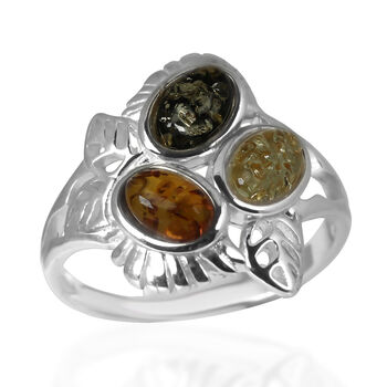 Nat&uuml;rlicher Baltischer Bernstein Ring 925 Silber (Gr&ouml;&szlig;e 16.00)