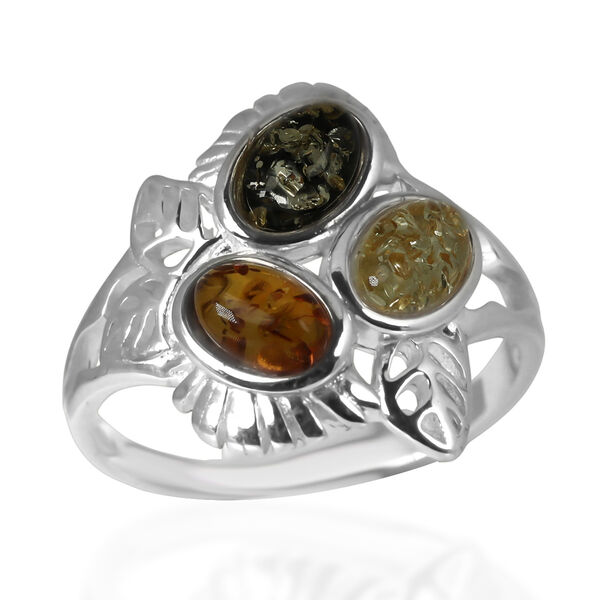 Nat&uuml;rlicher Baltischer Bernstein Ring 925 Silber (Gr&ouml;&szlig;e 16.00)