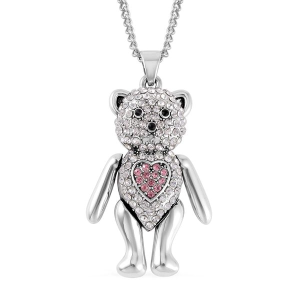 Wei&szlig;e, rosa und schwarze Kristall-Halskette, 73,75+5cm