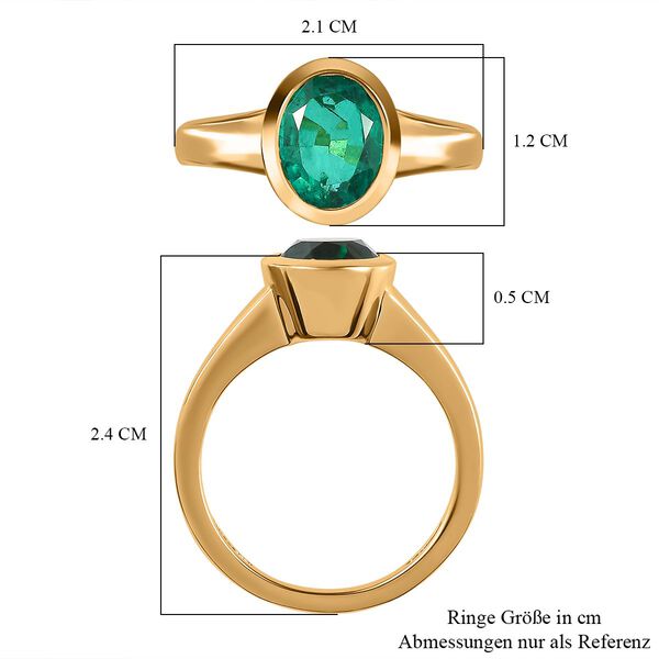 Smaragd-Triplette-Quarz Ring 925 Silber Gelbgold Vermeil (Gr&ouml;&szlig;e 17.00) ca. 2,13 ct image number 7