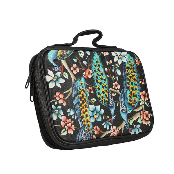 SUKRITI: Handbemalter Schmuckkoffer, Pfau-Muster, Schwarz image number 3