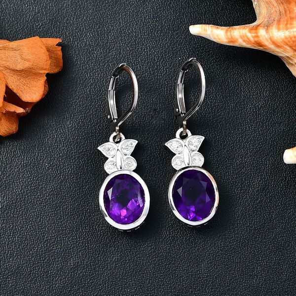 Afrikanische Amethyst und Zirkon Ohrringe - 4,86 ct. image number 2