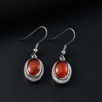 Feuer Opal Matrix Ohrringe 950 Kupfer ca. 8,00 ct.