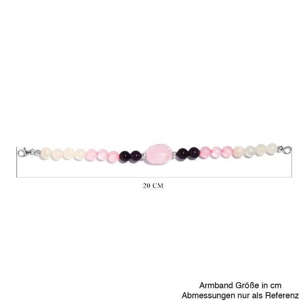 Rosenquarz und Mehrfarbig Edelsteine Armband ca. 19 cm Lange 925 Silber platiniert ca. 84,38 ct image number 4