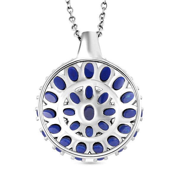 Simuliertes Blauer Opal Anh&auml;nger mit Kette ca. 50 cm + 5 cm Extender, 316L Edelstahl image number 4