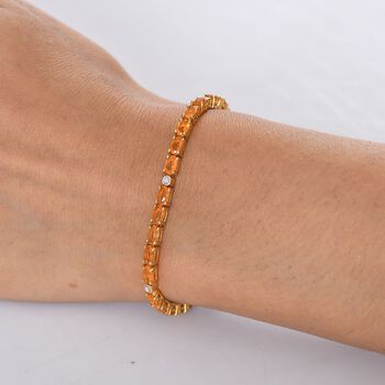 D'Joy AA Feueropal, Moissanit Armband ca. 20 cm 925 Silber 750 Gelbgold Vermeil ca. 5,42 ct.