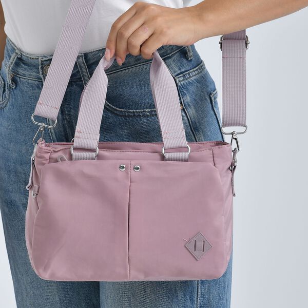 Crossbody Tasche mit mehreren Reißverschlussfächern, abnehmbarem Schulterriemen und Tragegriffen, 26x11x20cm, Rosa image number 4