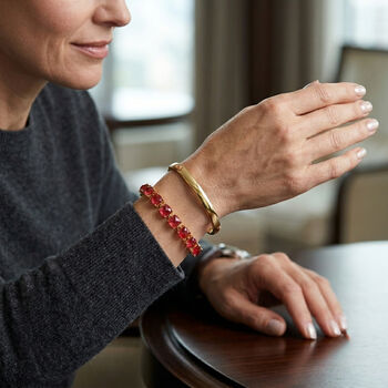 D'Joy Lab Grown Padparadscha-Saphir Armband ca. 18 cm 925 Silber 750 Gelbgold vermeil ca. 39,98 ct.