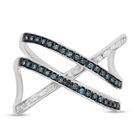 Blauer und Wei&szlig;er Diamant Ring 925 Silber platiniert (Gr&ouml;&szlig;e 16.00) ca. 0,25 ct