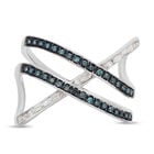 Blauer und Weißer Diamant Ring 925 Silber platiniert (Größe 16.00) ca. 0,25 ct